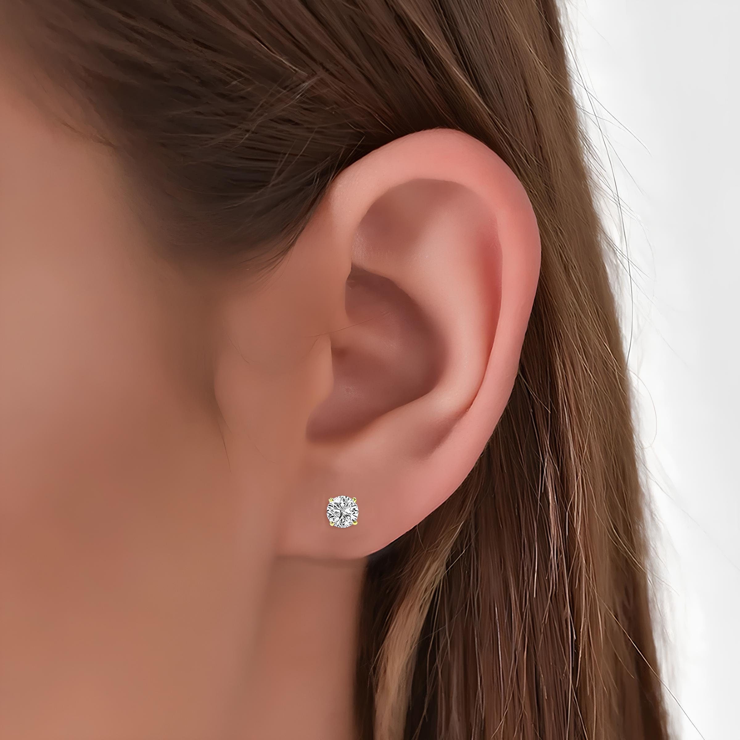 0.25–4.00 CTW Round Cut Lab-Grown Diamond Stud Earrings 14K Gold Wedding Earrings for Women